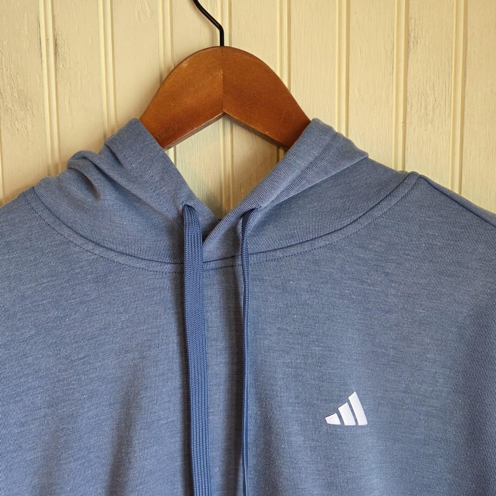 Adidas Hoodie Womens Small Blue Lightweight‎ Pullover Logo Pockets Activewear